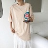 大きめ さらさら半袖Tシャツ ワンポイントロゴ M ベージュ